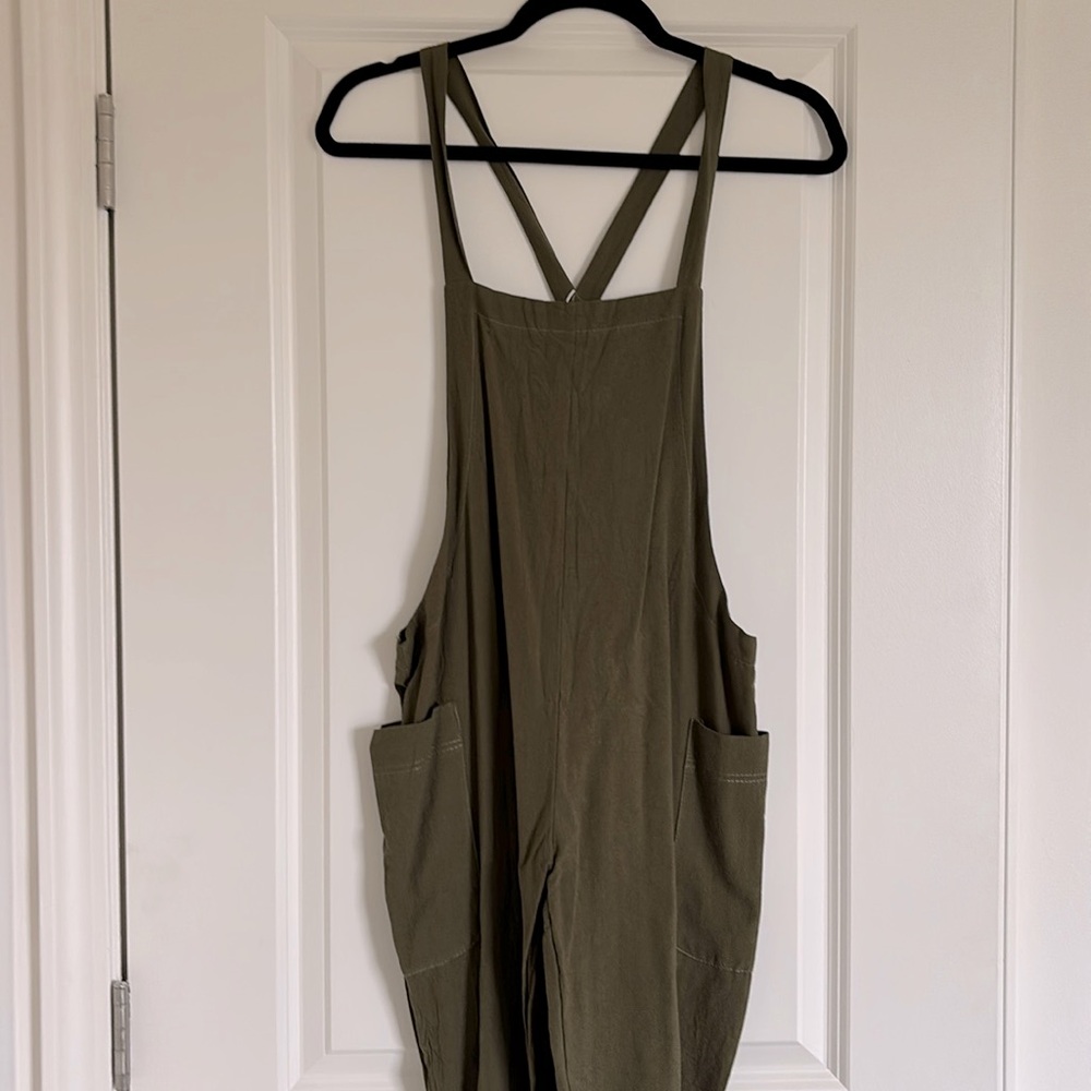 Zaful Olive Green Linen Overalls